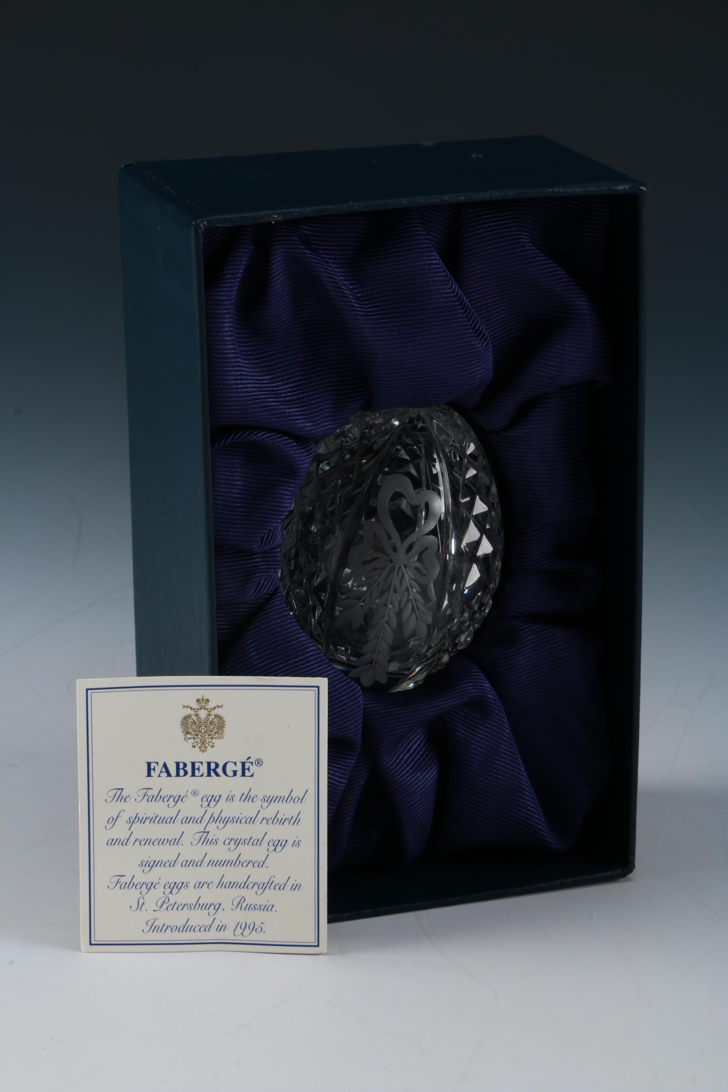 Signed Fabergé Crystal Egg with Original Box