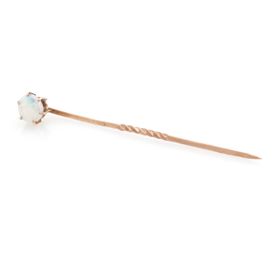 Vintage 10K Yellow Gold Opal Stick Pin