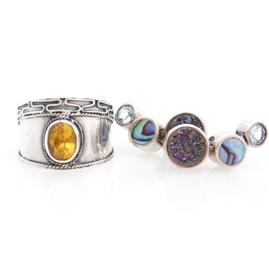 Sterling Silver Gemstone Earrings and Ring