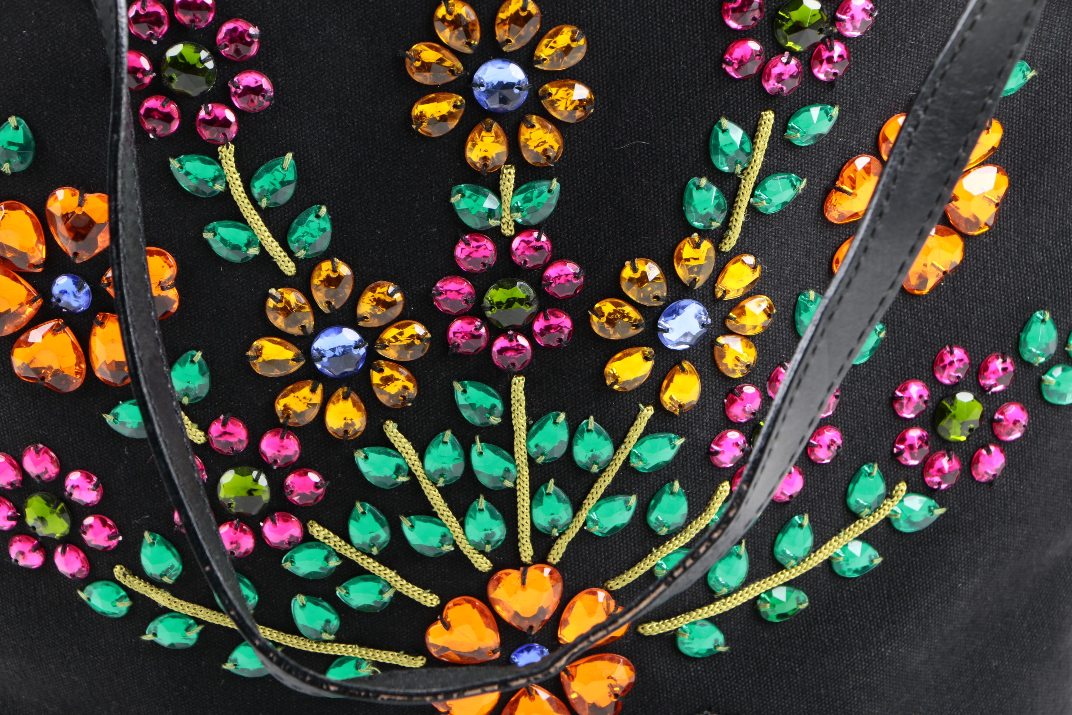 Moschino Floral Rhinestone Bucket Bag