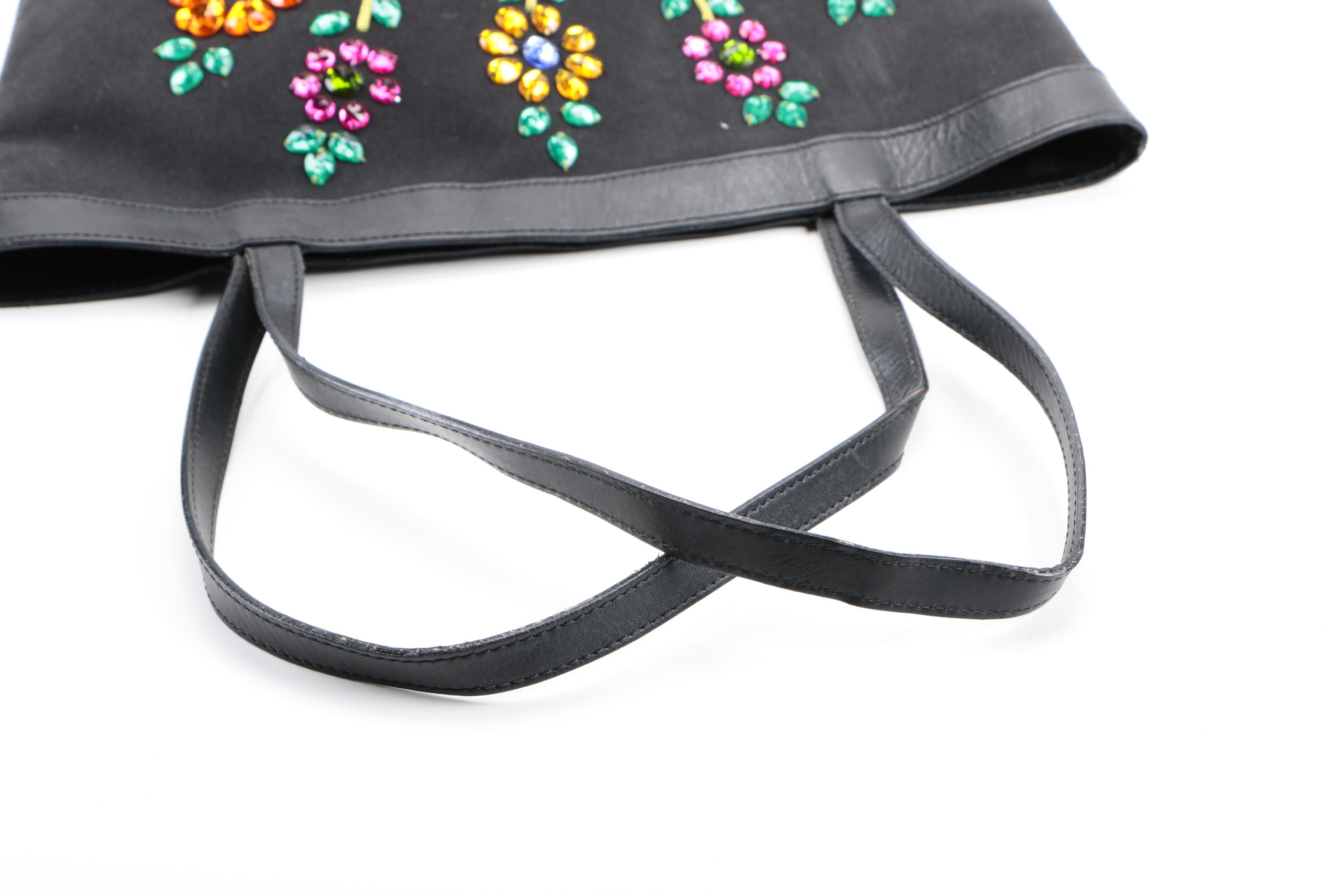 Moschino Floral Rhinestone Bucket Bag