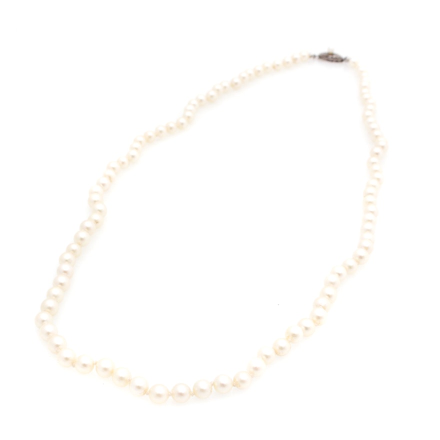 Sterling Silver Clasped Pearl Necklace
