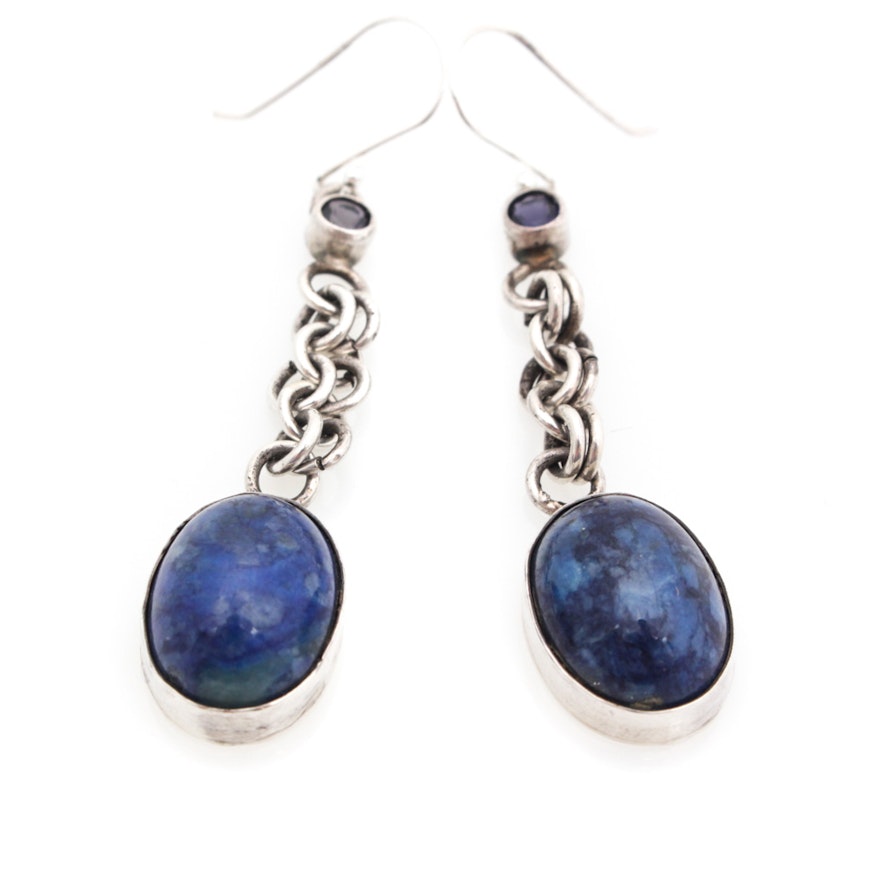 Sterling Silver Iolite and Sodalite Earrings