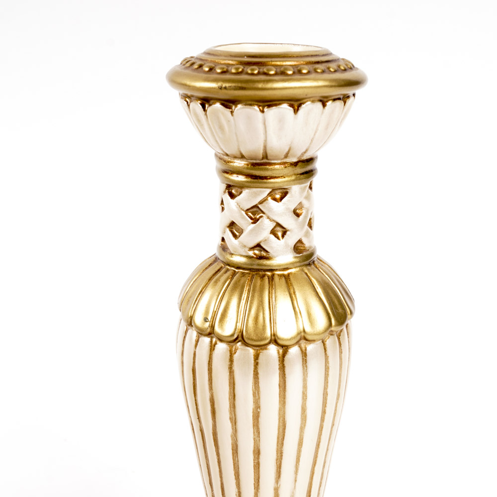Fitz and Floyd Ceramic Candle Holders with Gold Tone Trim