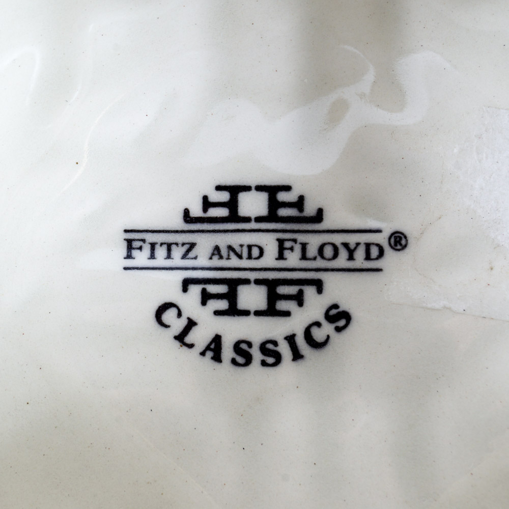 Fitz and Floyd Ceramic Candle Holders with Gold Tone Trim