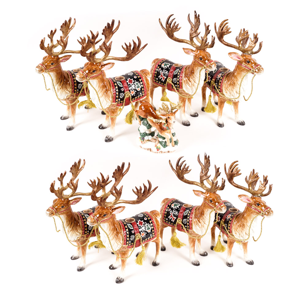 Fitz and Floyd Reindeer Taper Candle Holders