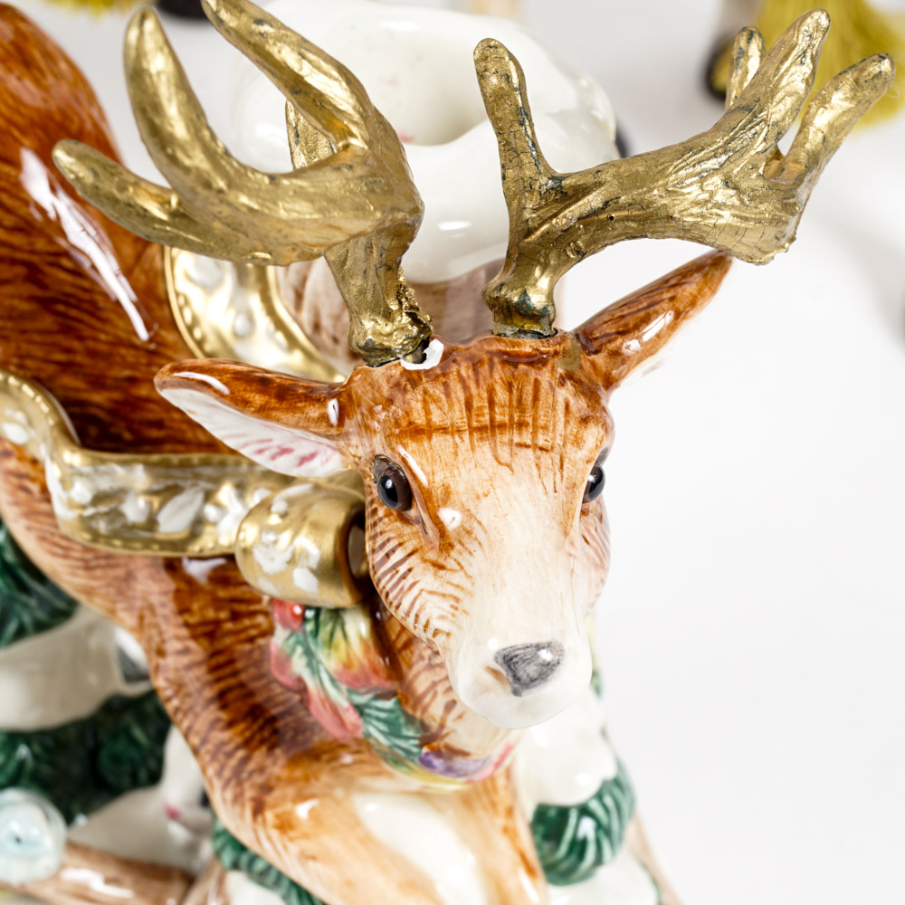 Fitz and Floyd Reindeer Taper Candle Holders