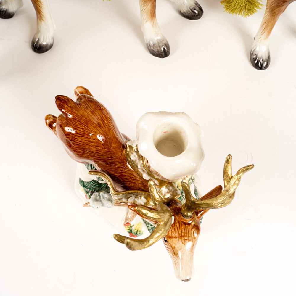 Fitz and Floyd Reindeer Taper Candle Holders