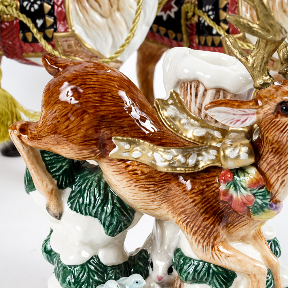 Fitz and Floyd Reindeer Taper Candle Holders