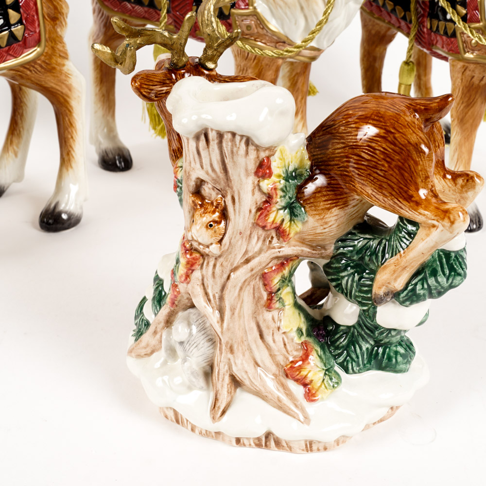 Fitz and Floyd Reindeer Taper Candle Holders