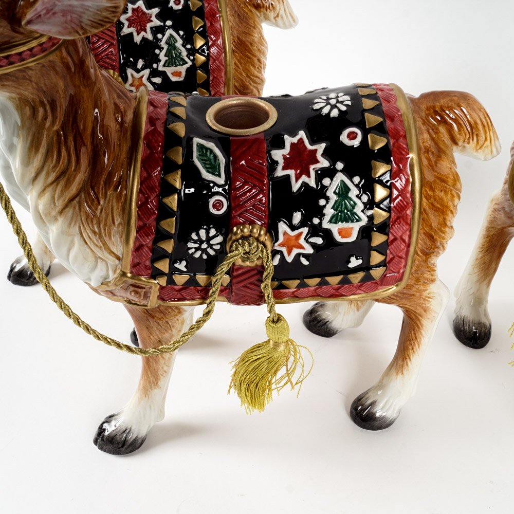Fitz and Floyd Reindeer Taper Candle Holders