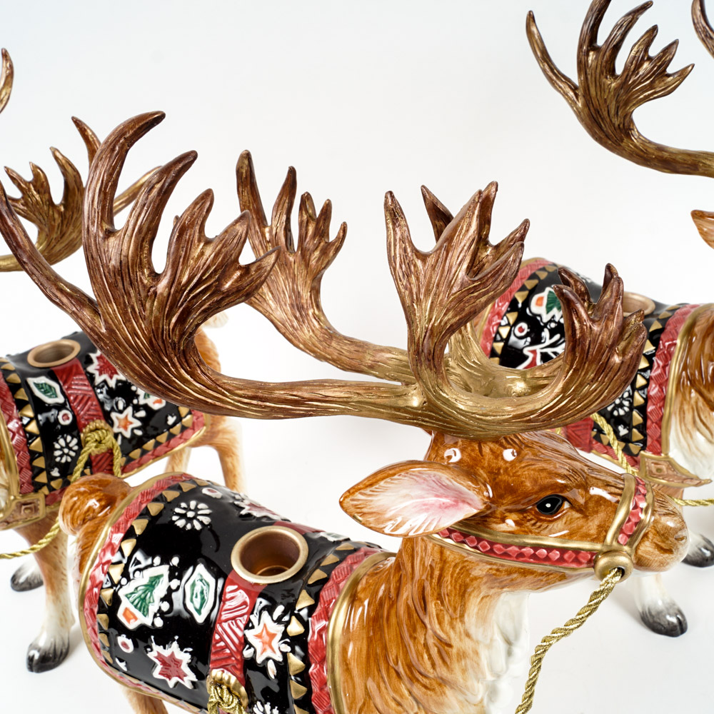 Fitz and Floyd Reindeer Taper Candle Holders