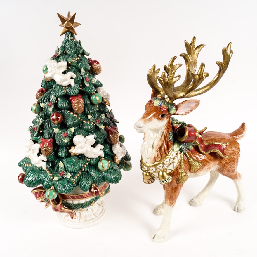 Fitz and Floyd Classics Christmas Tree and Reindeer