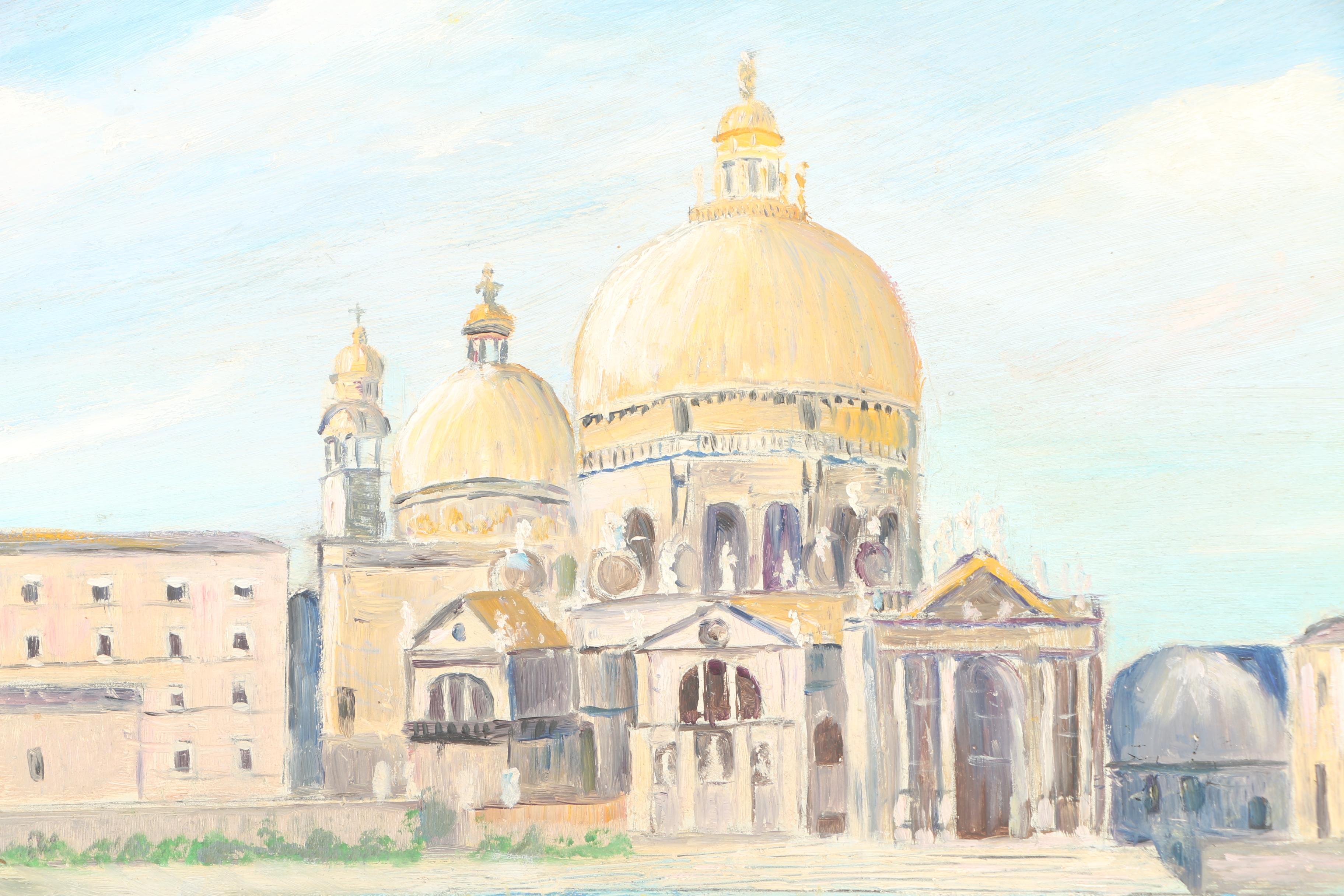 Signed Oil Painting on Board of St. Mark's Basilica