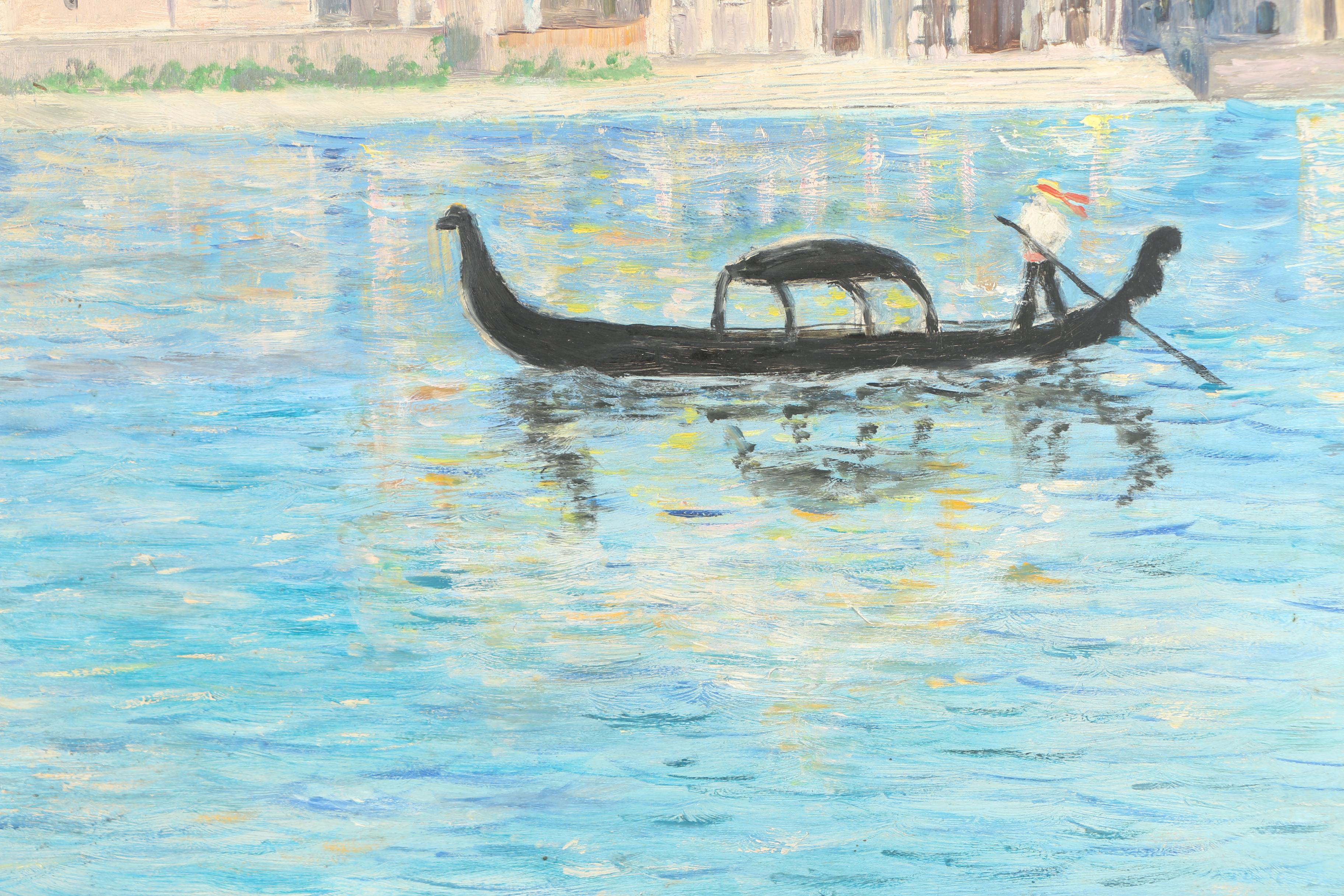 Signed Oil Painting on Board of St. Mark's Basilica