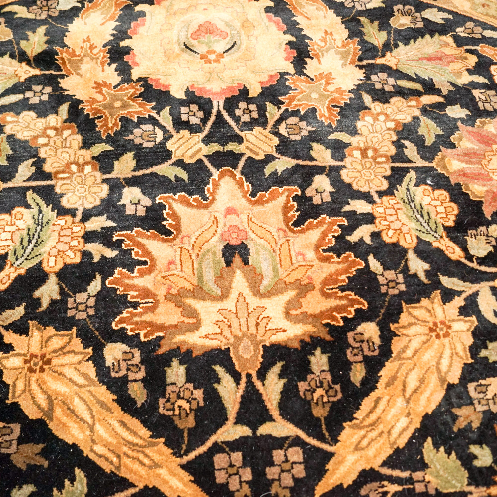 Hand-Knotted Indo-Persian Round Area Rug