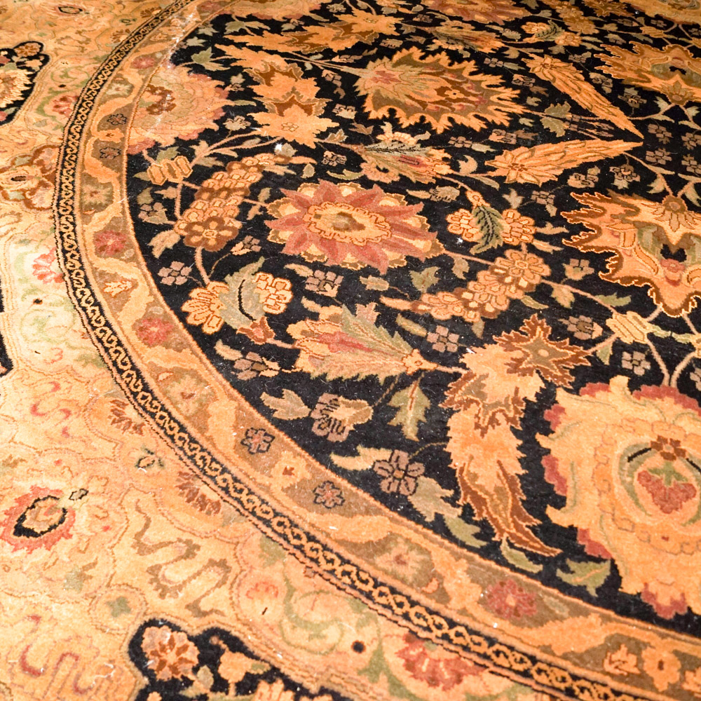 Hand-Knotted Indo-Persian Round Area Rug