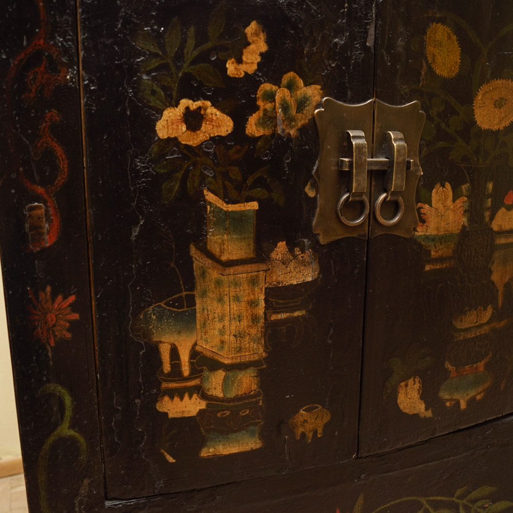 Chinese-Style Lacquered Wood Cabinet