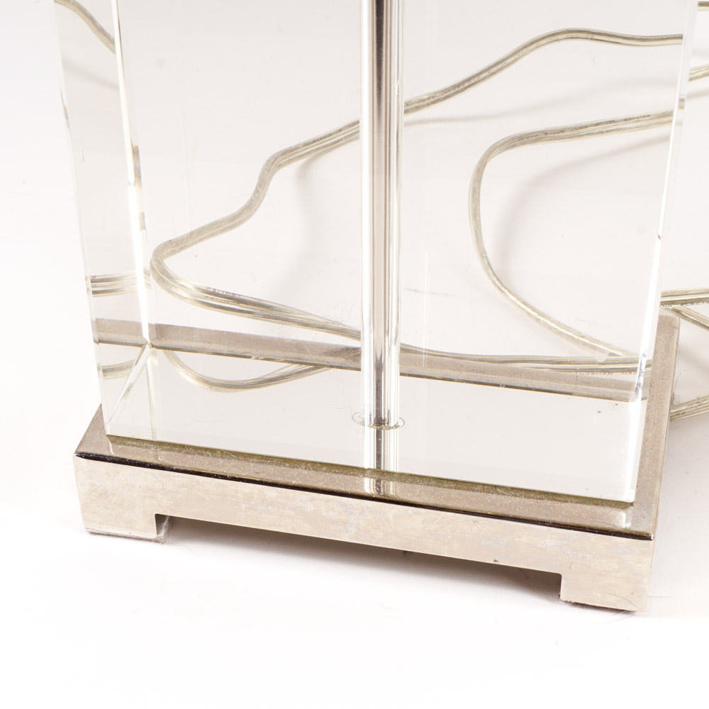 Pair of Glass and Chrome Table Lamps