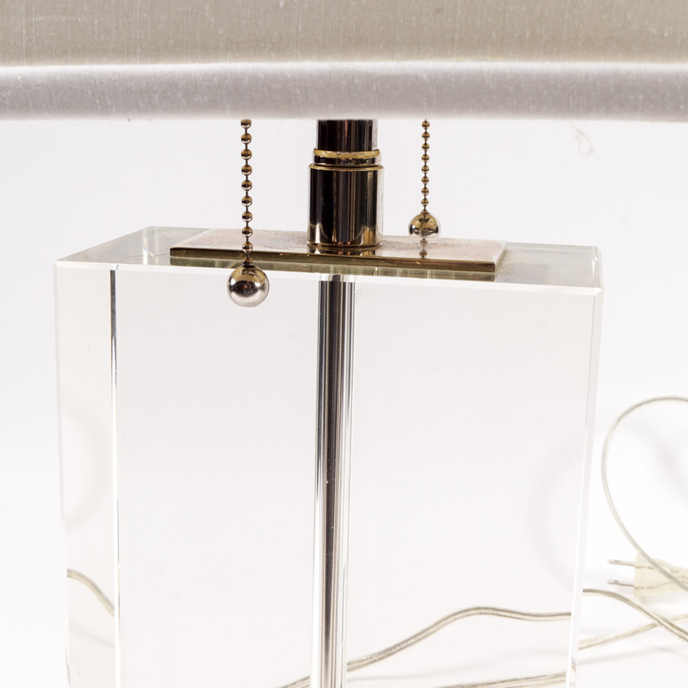 Pair of Glass and Chrome Table Lamps