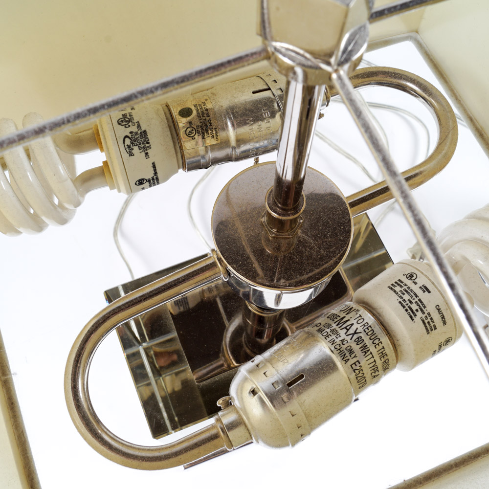 Pair of Glass and Chrome Table Lamps