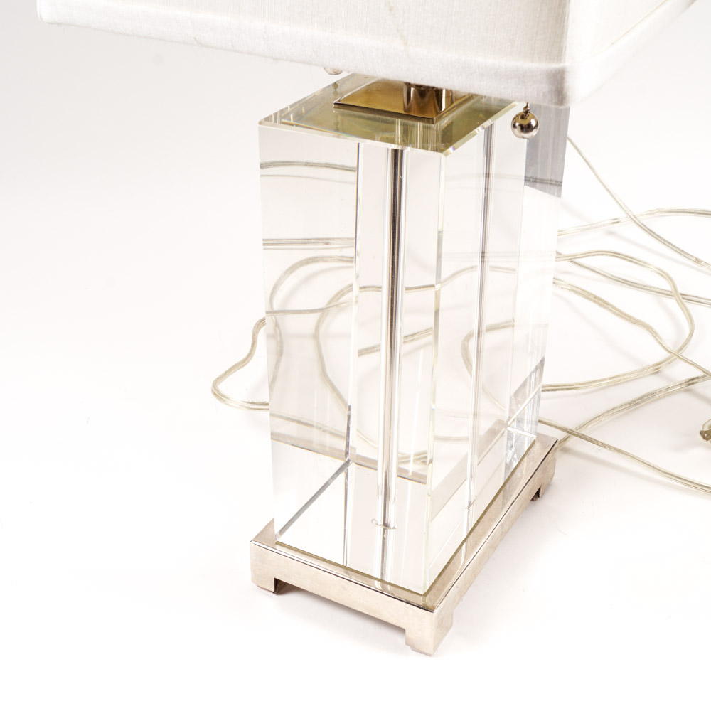Pair of Glass and Chrome Table Lamps