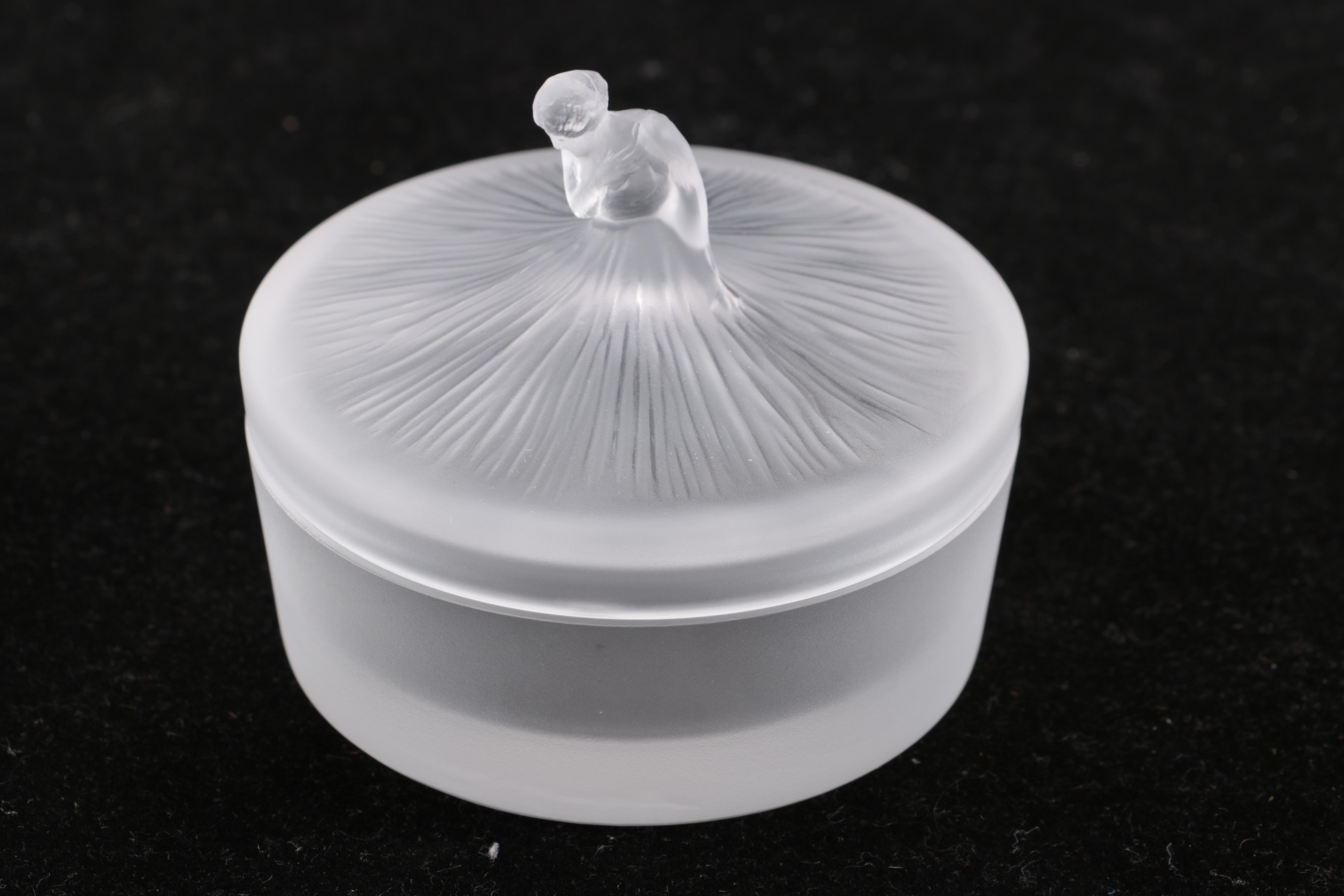 Lalique Crystal "Degas" Powder Jar with Original Box