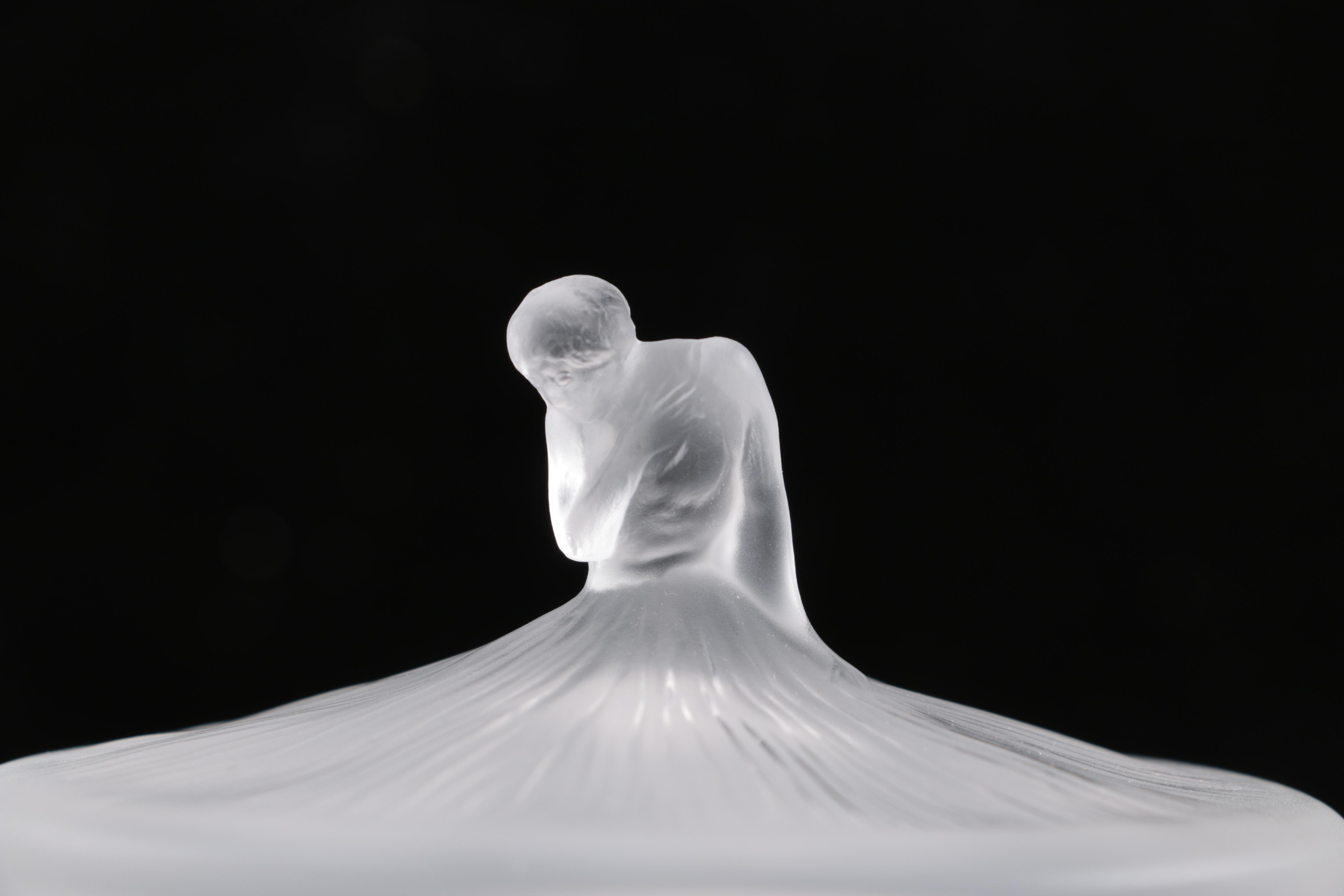 Lalique Crystal "Degas" Powder Jar with Original Box