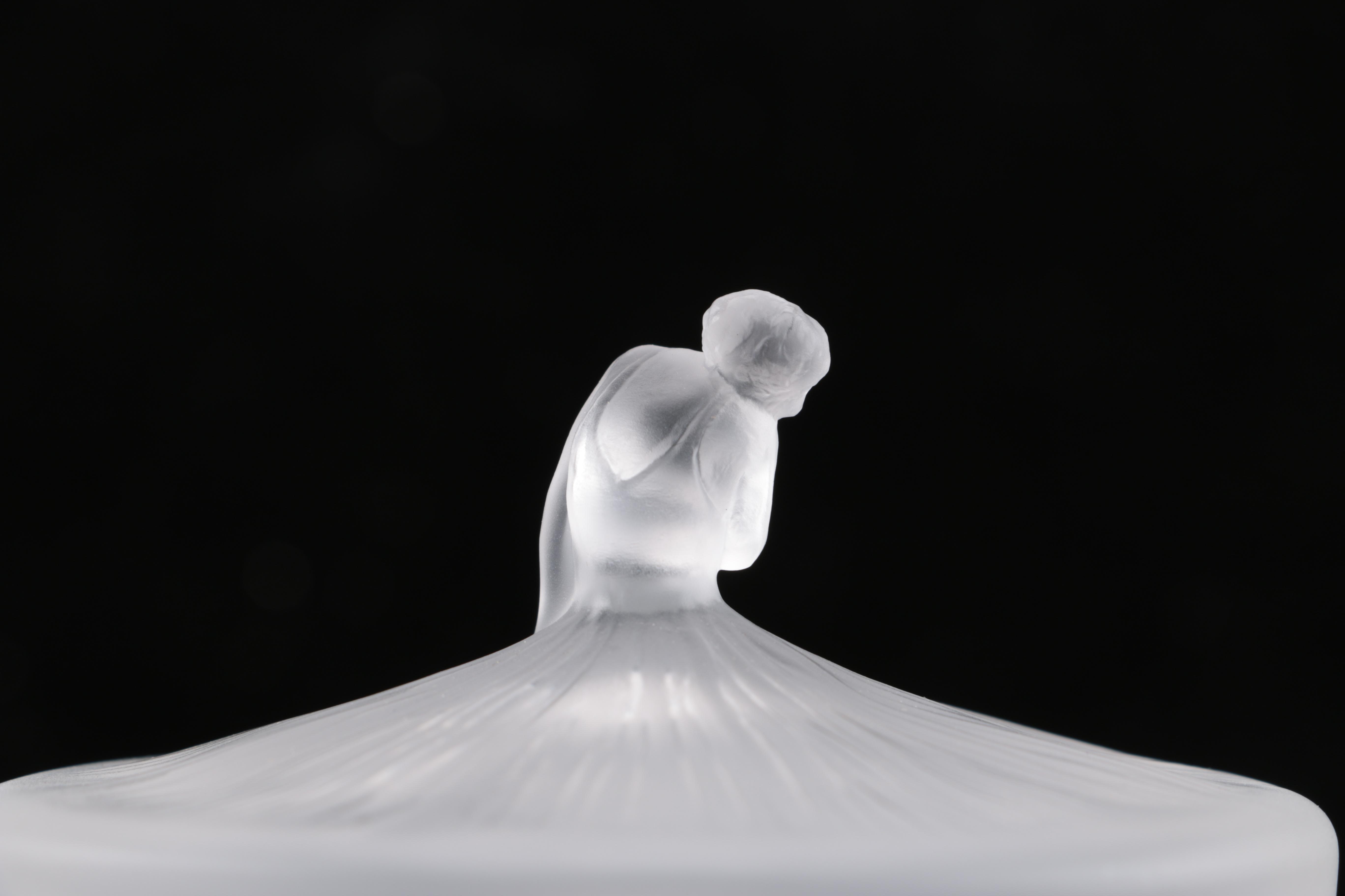 Lalique Crystal "Degas" Powder Jar with Original Box