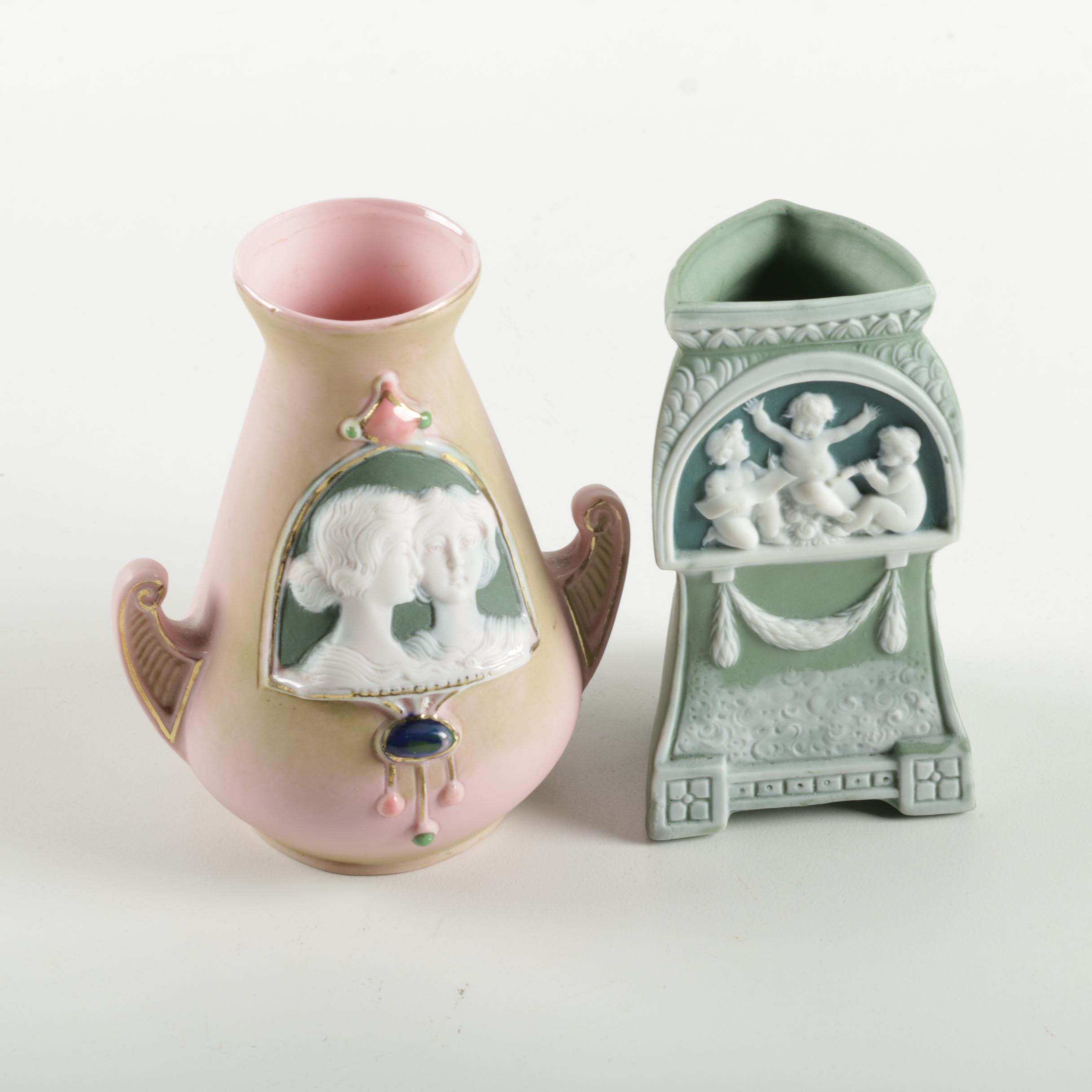 Victorian Cameo Vases