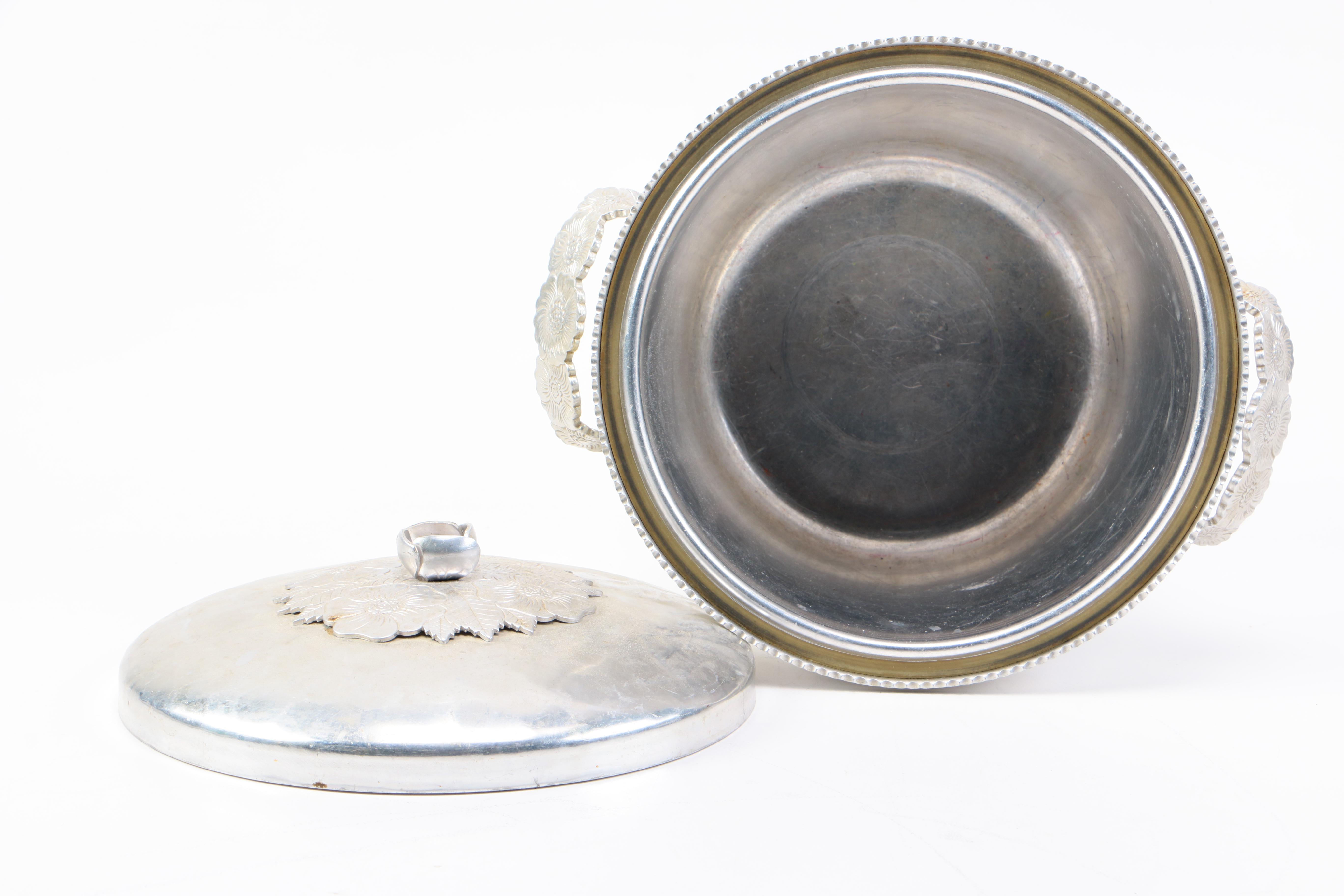 Continental Silver Co. Inc. "Wild Rose" Aluminum Ice Bucket with Tray