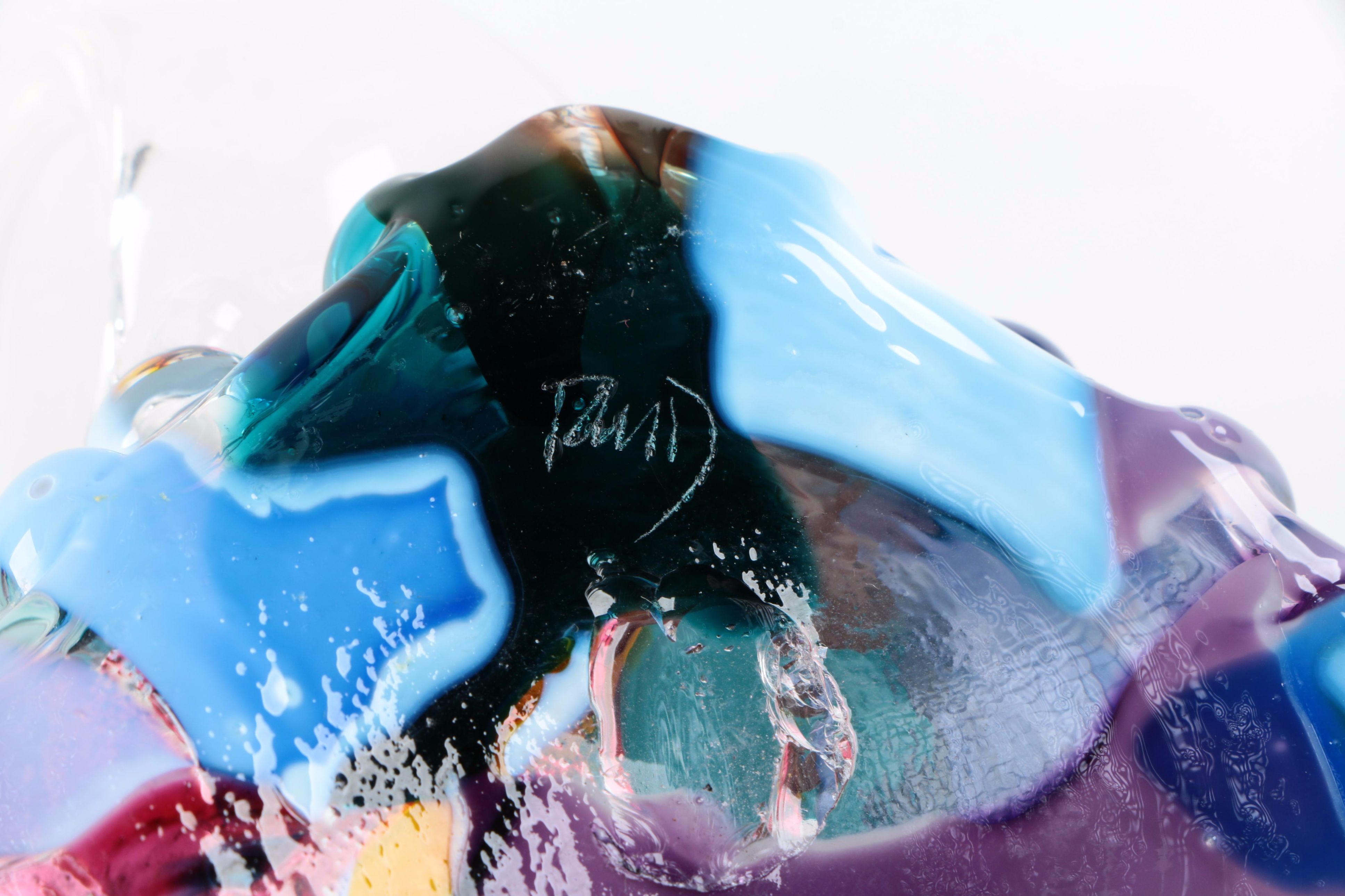 Artist Signed Hand-Blown Art Glass Pitcher and Cordial Glasses