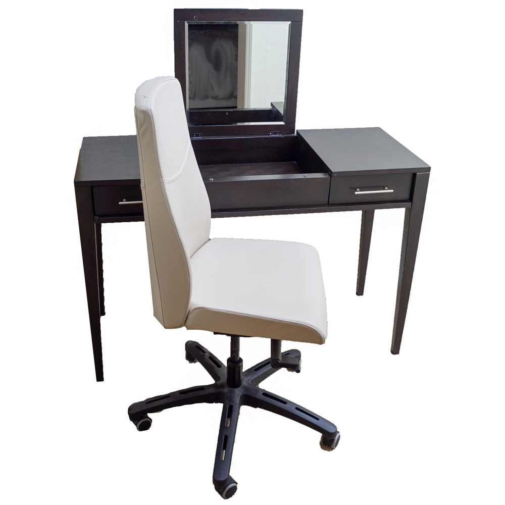 Modernist Style Vanity Table by West Elm and Rolling Office Chair by Ikea