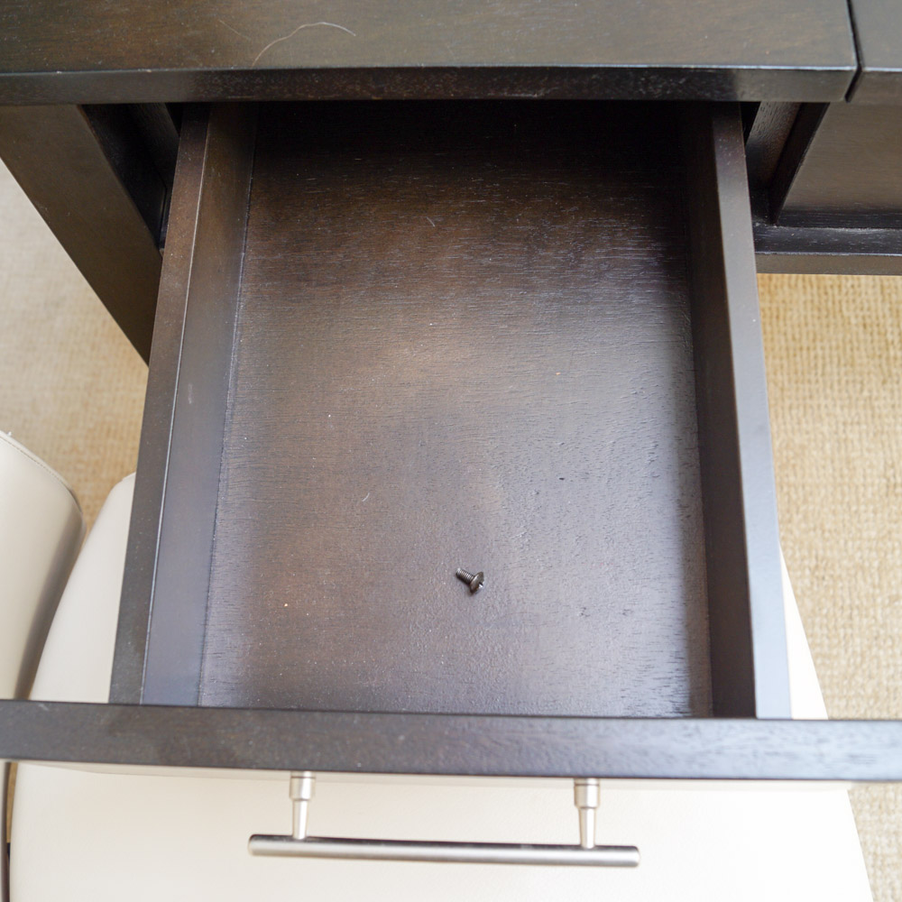 Modernist Style Vanity Table by West Elm and Rolling Office Chair by Ikea