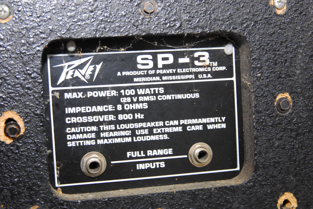 Pair Of Peavey SP-3 Precision Transducer Speakers