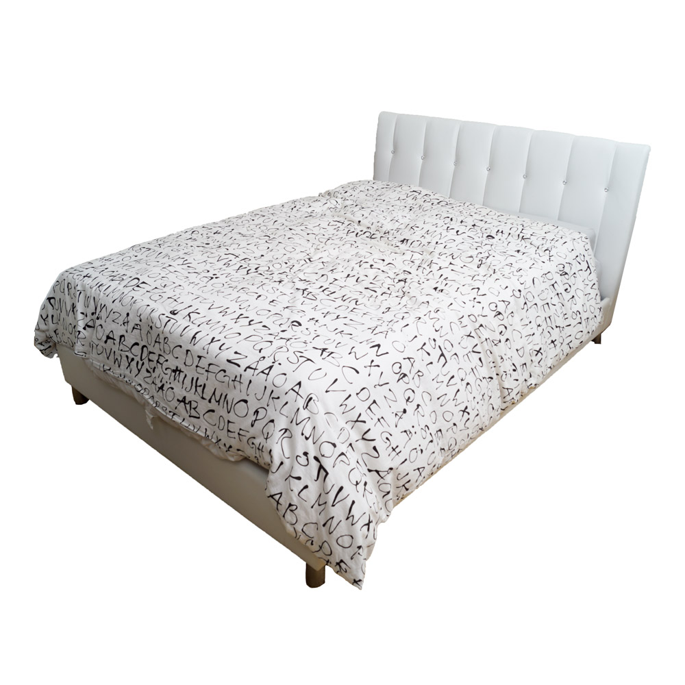 Contemporary Vinyl-Upholstered Full Size Bed Frame