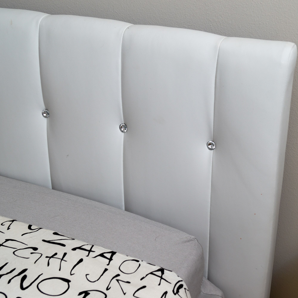 Contemporary Vinyl-Upholstered Full Size Bed Frame
