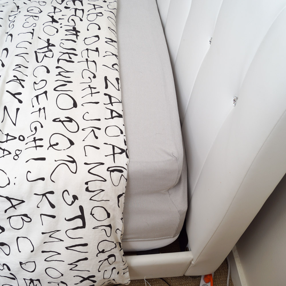 Contemporary Vinyl-Upholstered Full Size Bed Frame