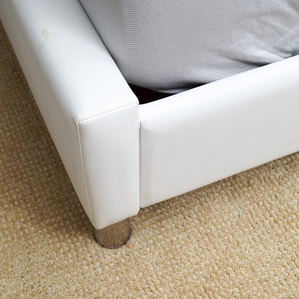 Contemporary Vinyl-Upholstered Full Size Bed Frame