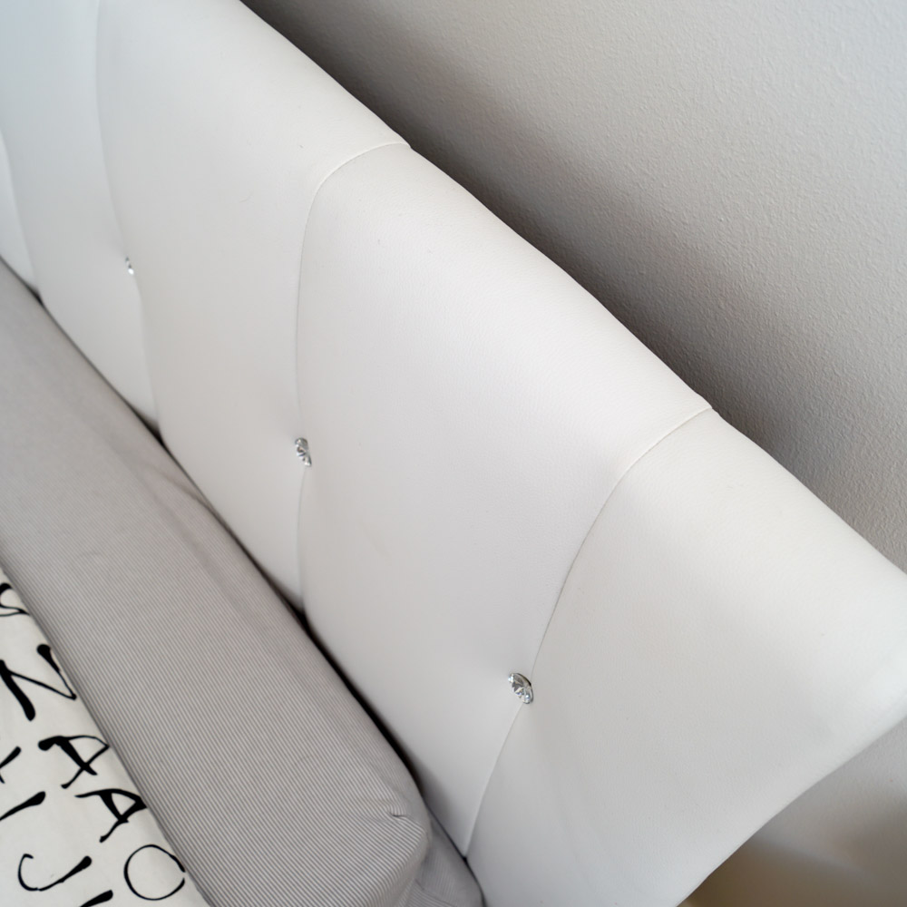 Contemporary Vinyl-Upholstered Full Size Bed Frame