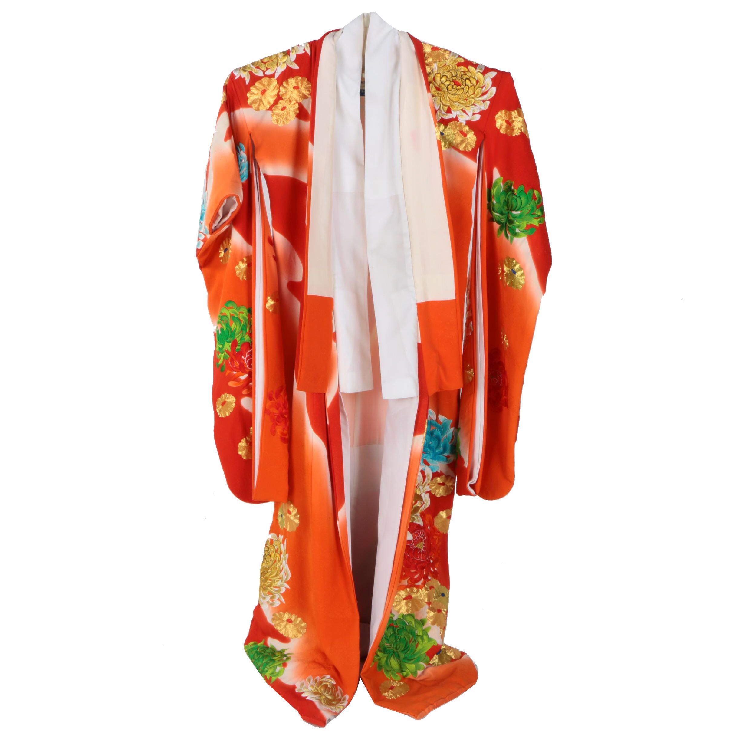 Japanese Floral Embroidered Uchikake Wedding Kimono
