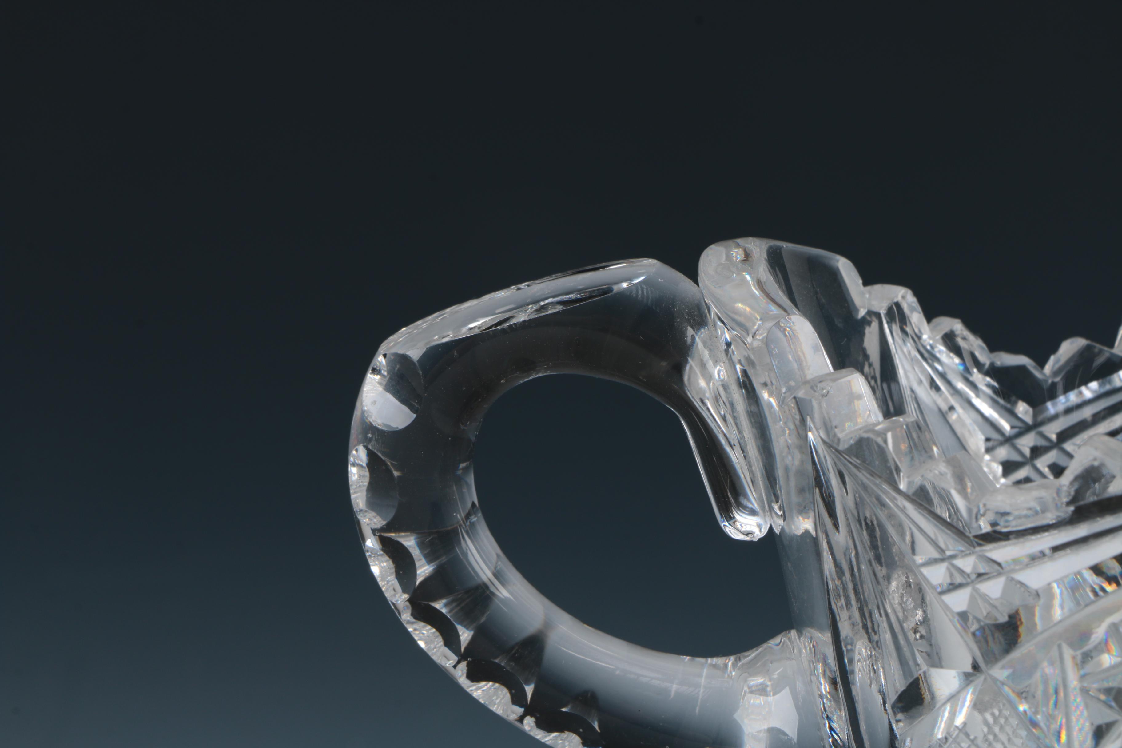 Vintage Cut Glass Pedestal Creamer and Sugar Bowl