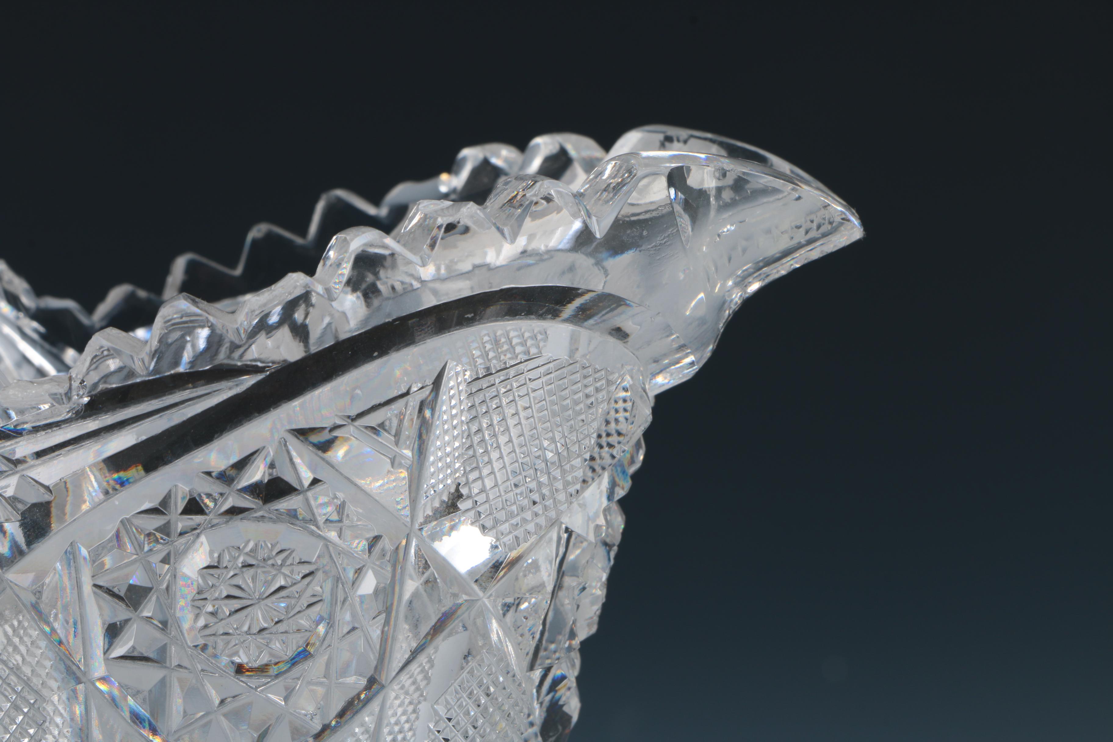 Vintage Cut Glass Pedestal Creamer and Sugar Bowl