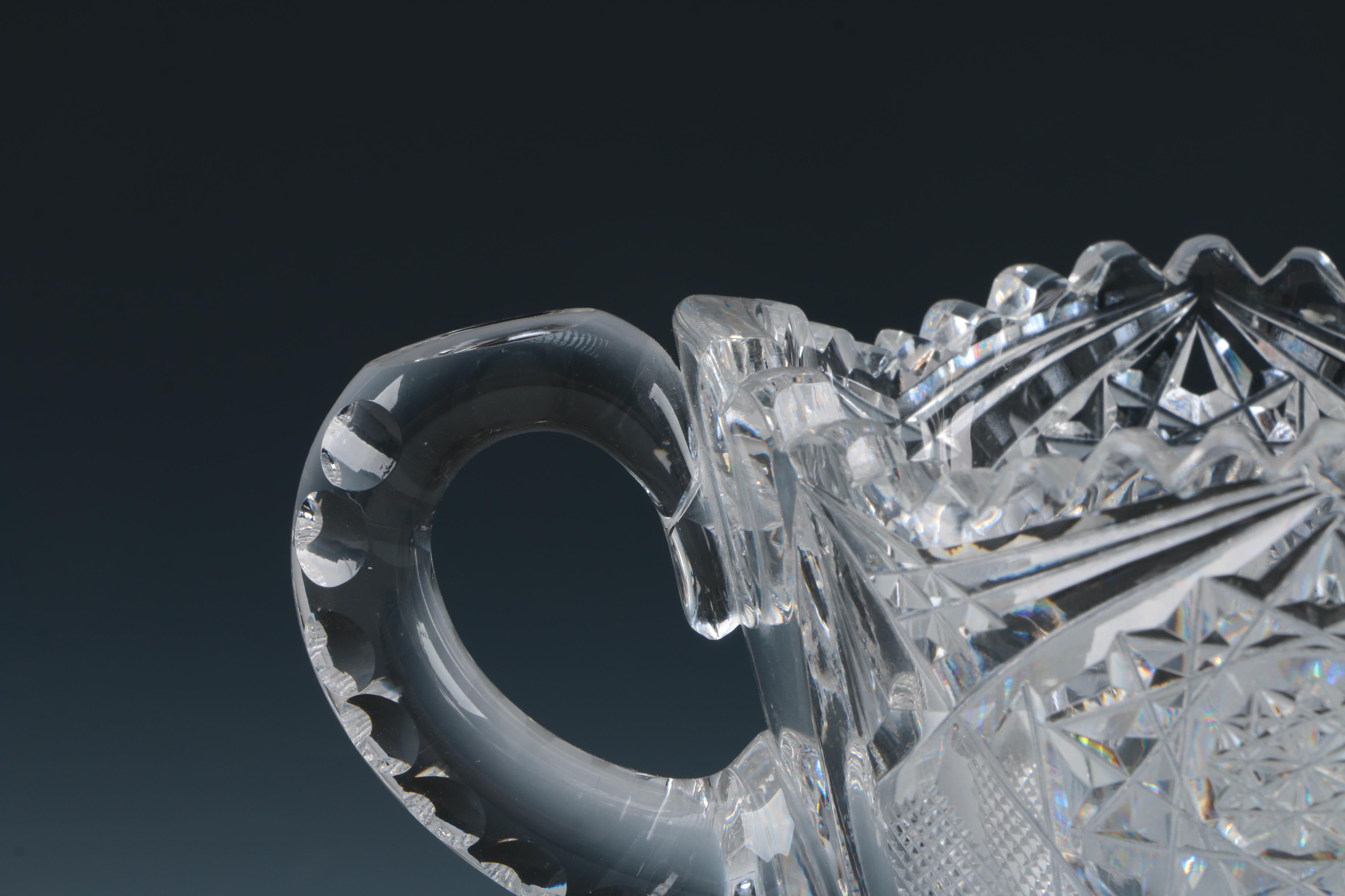 Vintage Cut Glass Pedestal Creamer and Sugar Bowl