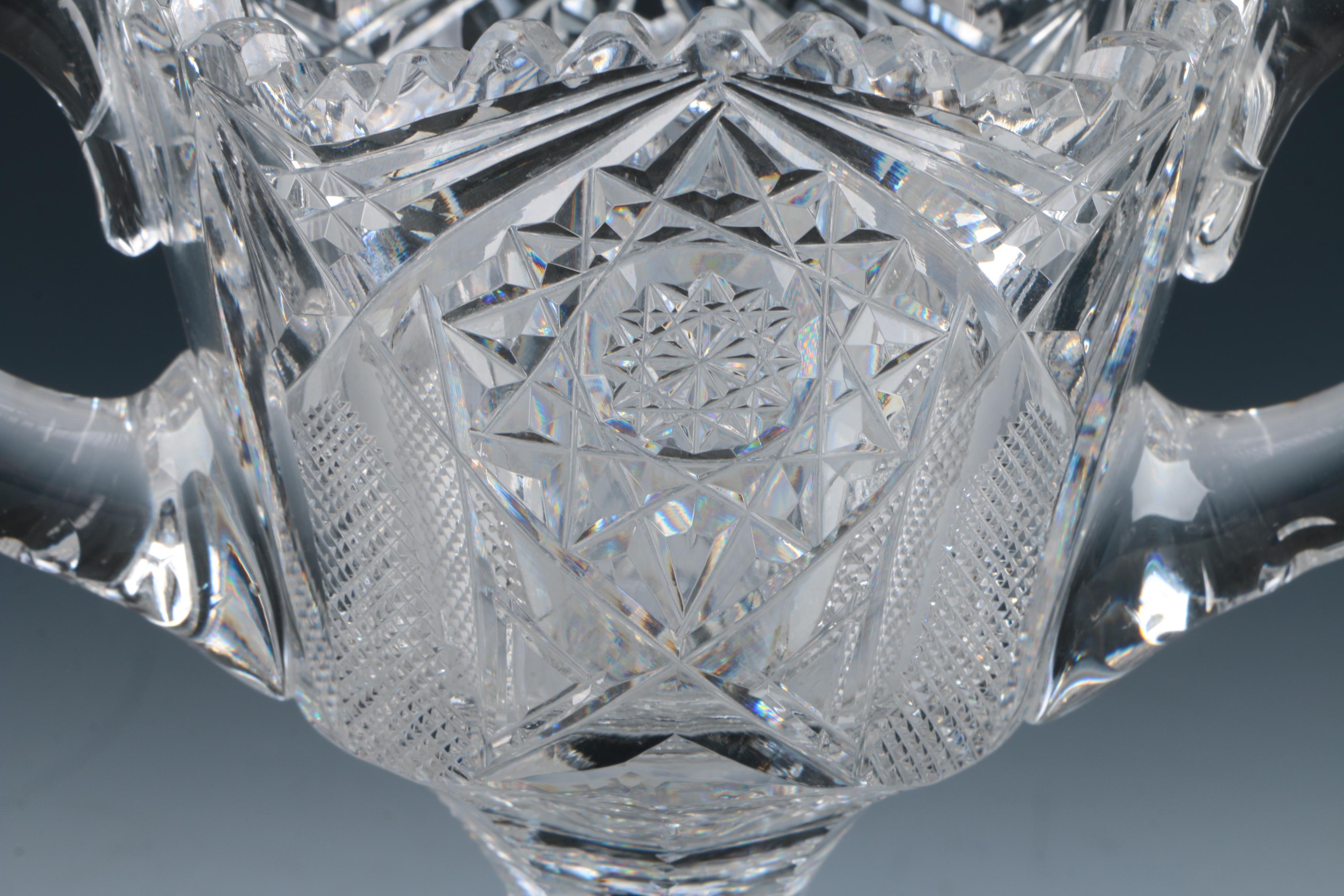 Vintage Cut Glass Pedestal Creamer and Sugar Bowl