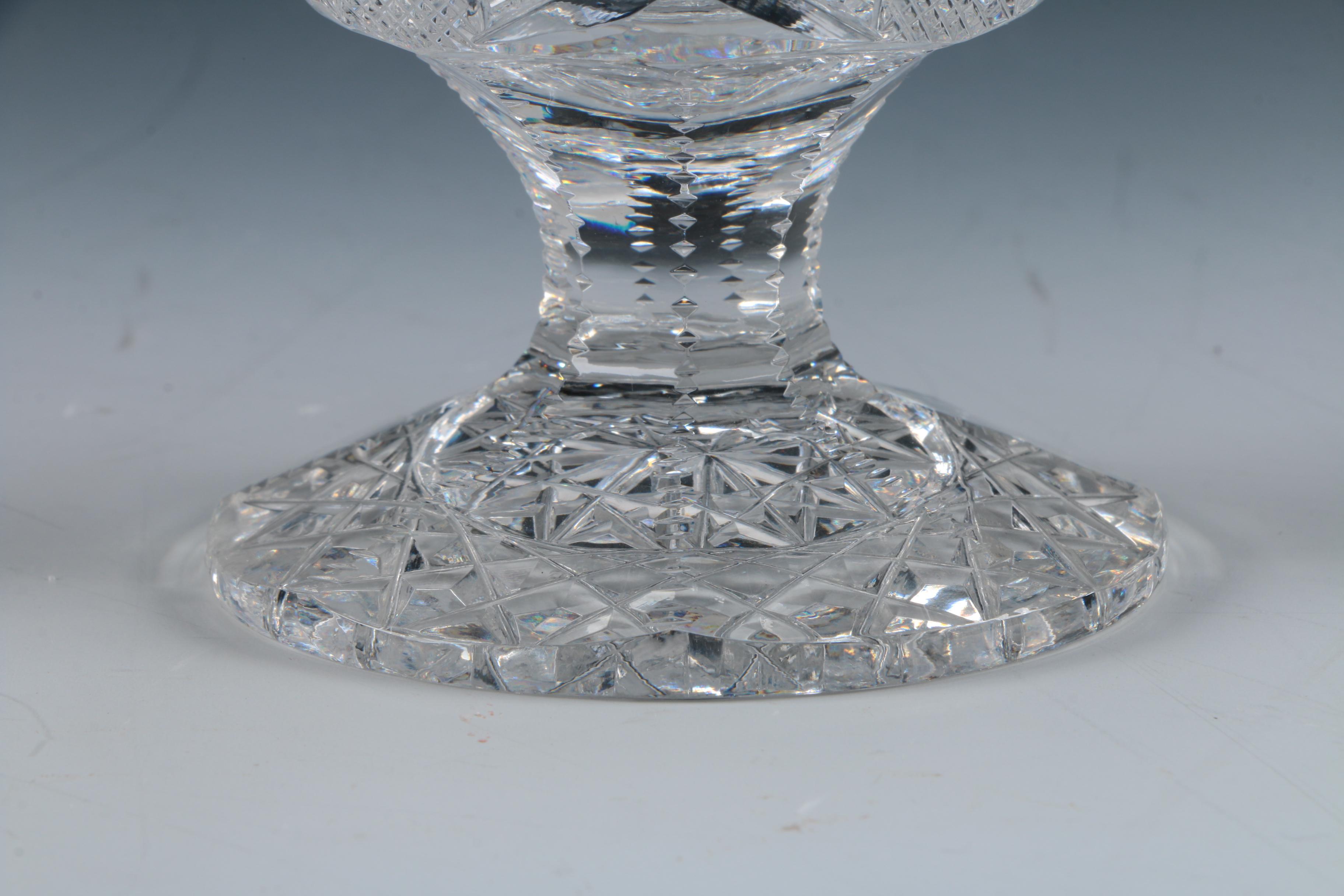 Vintage Cut Glass Pedestal Creamer and Sugar Bowl