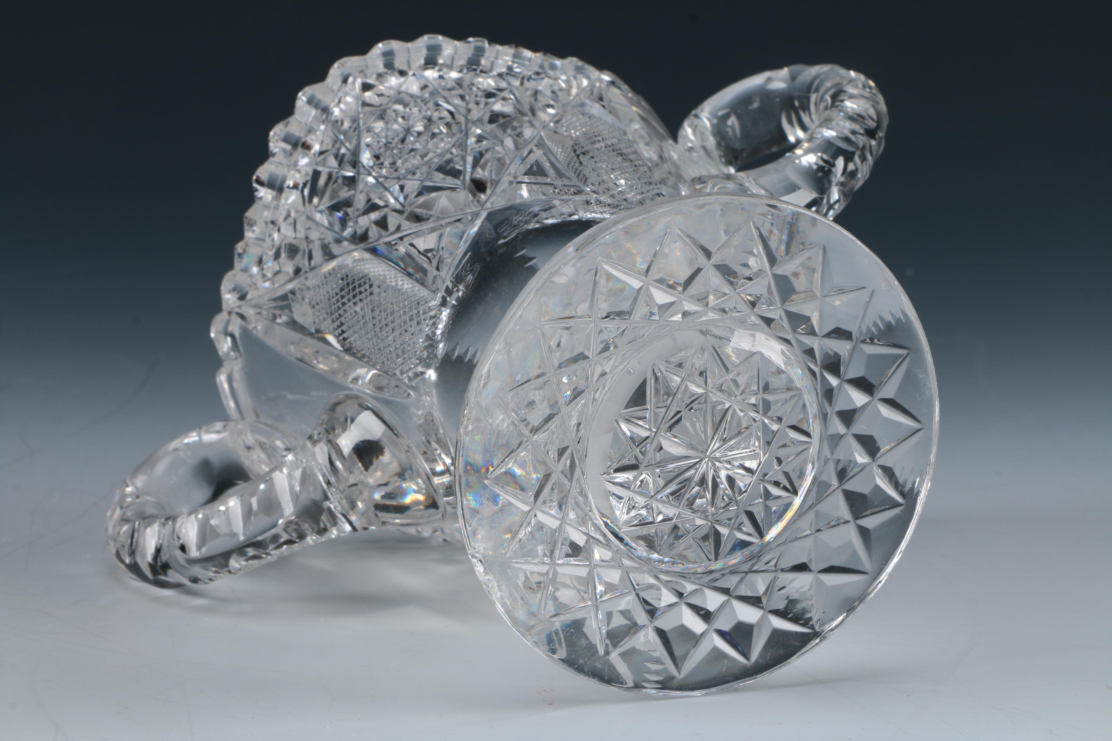 Vintage Cut Glass Pedestal Creamer and Sugar Bowl