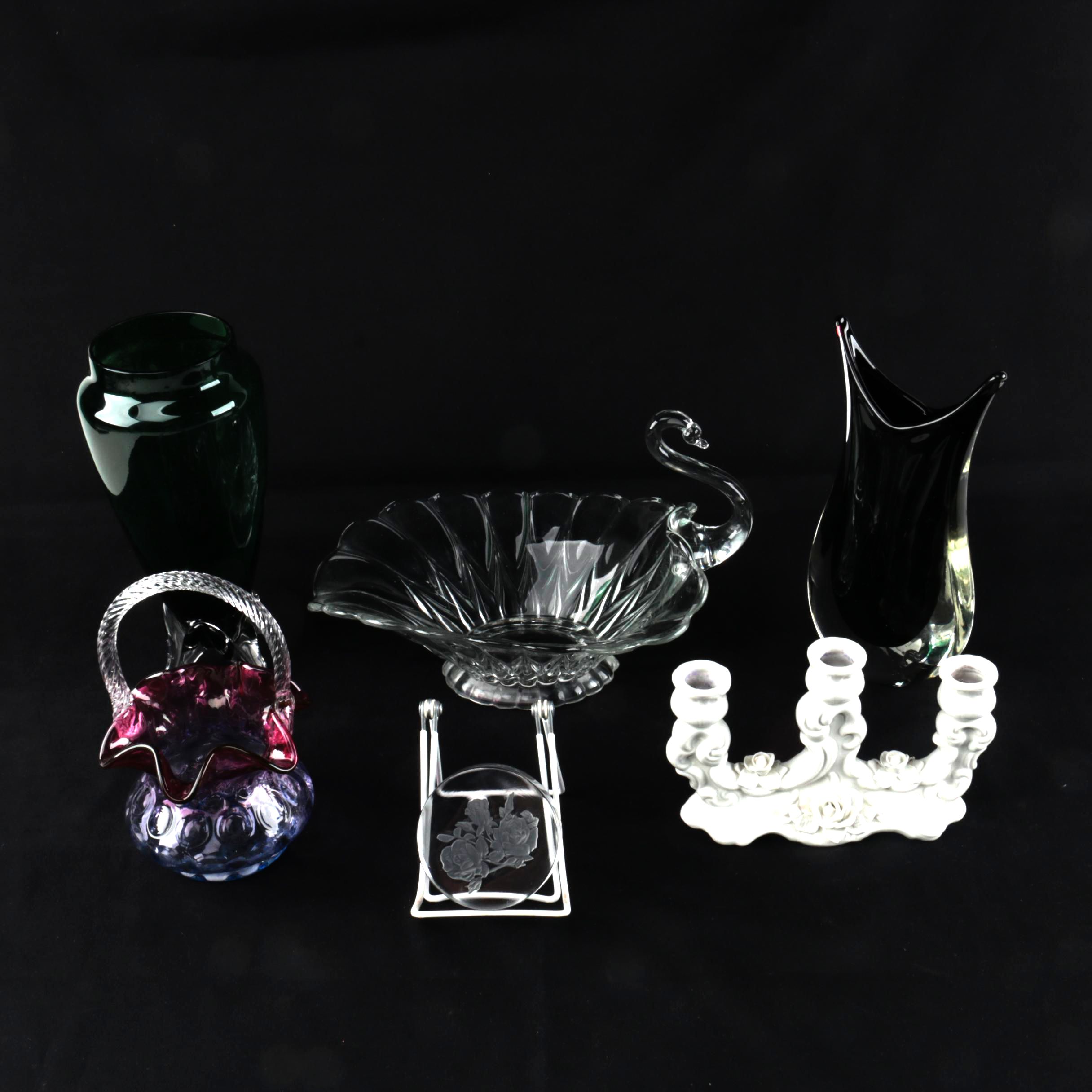 Decorative Glass Vases and Other Items