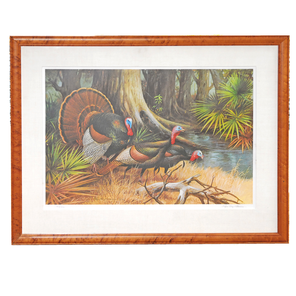 Roger Tory Peterson Signed Limited Edition Offset Lithograph of Turkeys