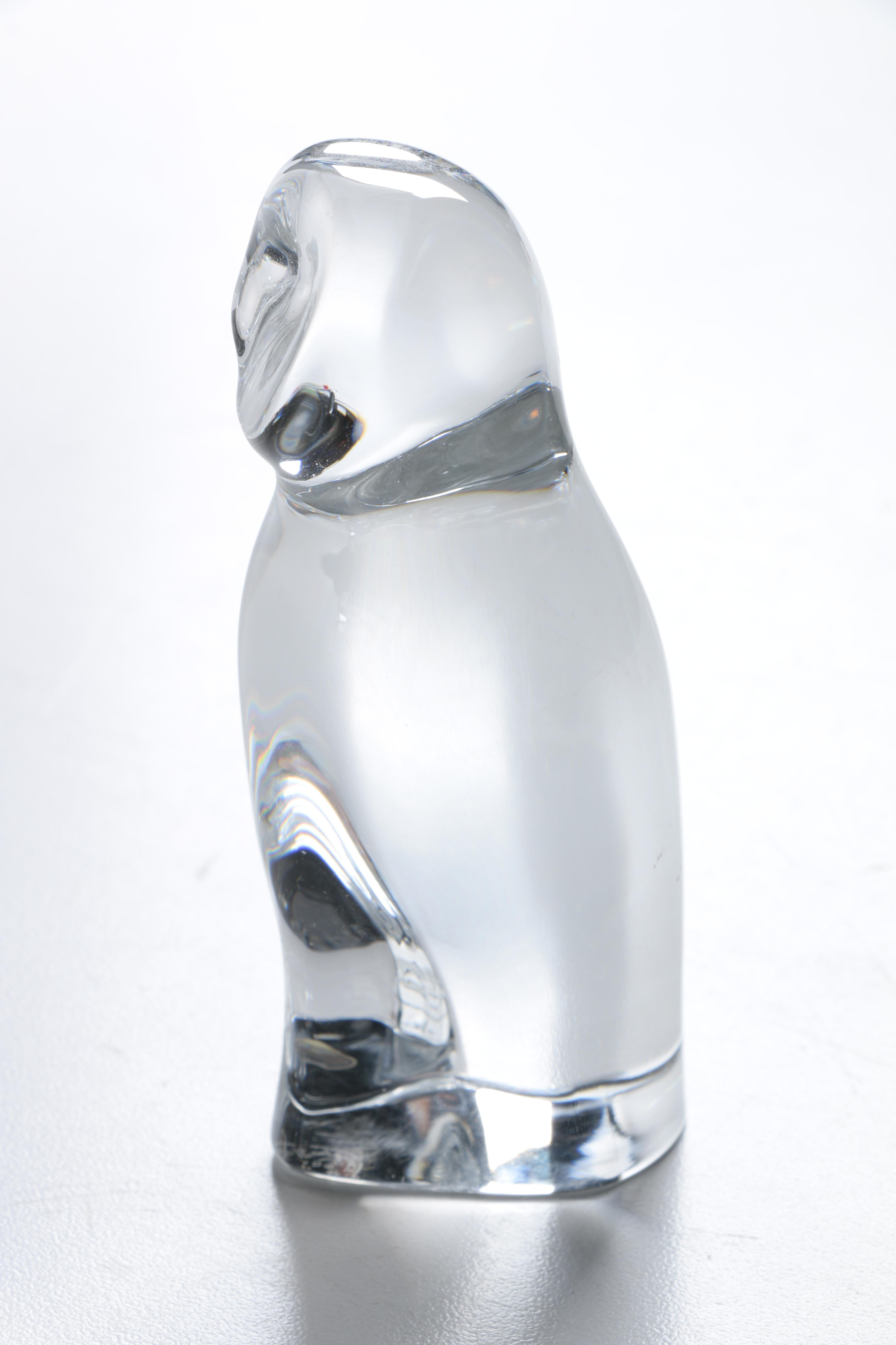 Glass and Crystal Owl Figurines Including Mats Jonasson